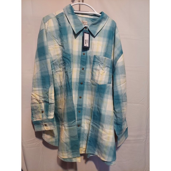 Universal Thread 4X Womens Oversized Plaid Flannel Shirt Top - Picture 1 of 4